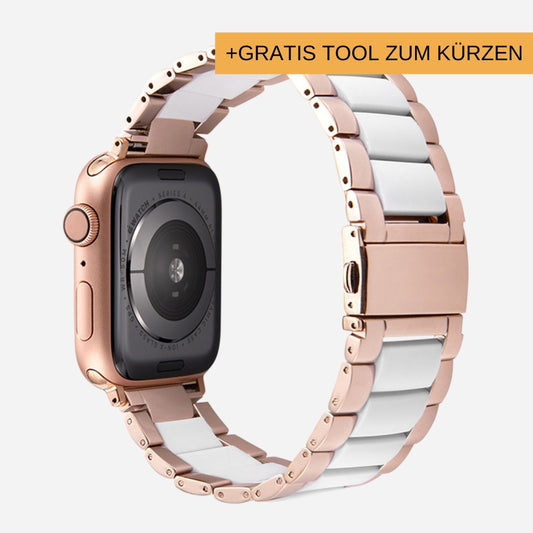 Apple Watch Metallarmband "Gaia" Rose-Gold/ Weiß