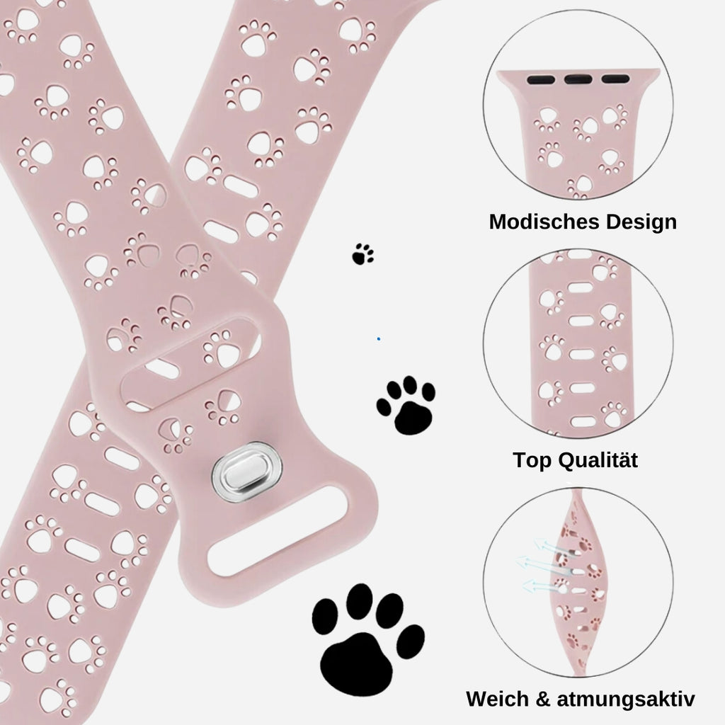 03 Apple Watch Silikonarmband Pfoten Beige, Produkt Details
