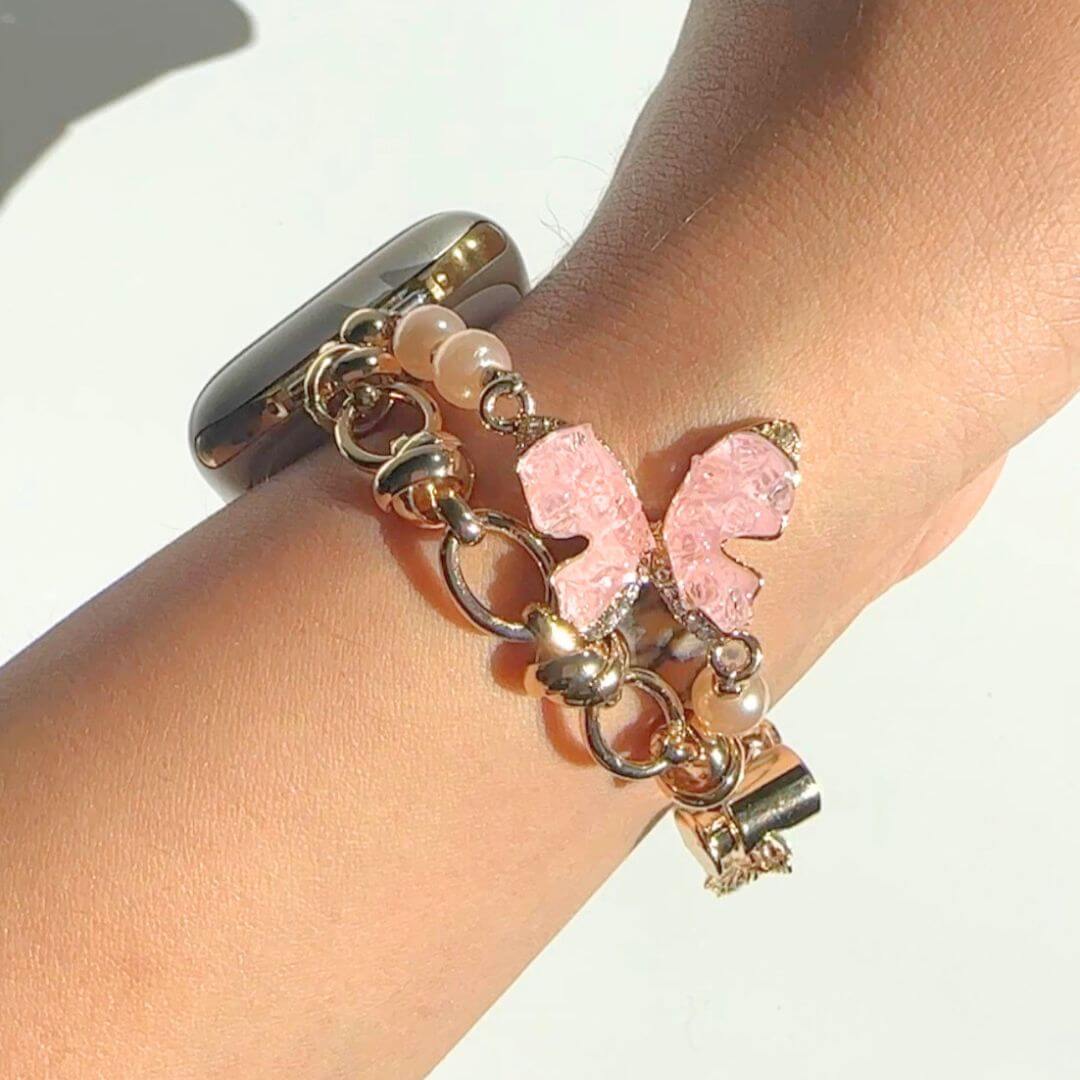 02 Apple Watch Metallarmband Antonia Gold Rose, Tragebild Handgelenk