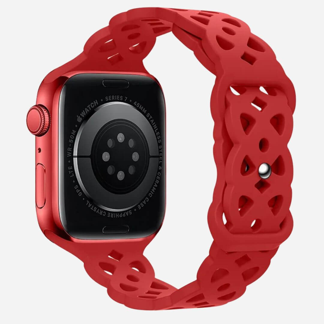01 Apple Watch Silikonarmband Celine Rot, Freisteller