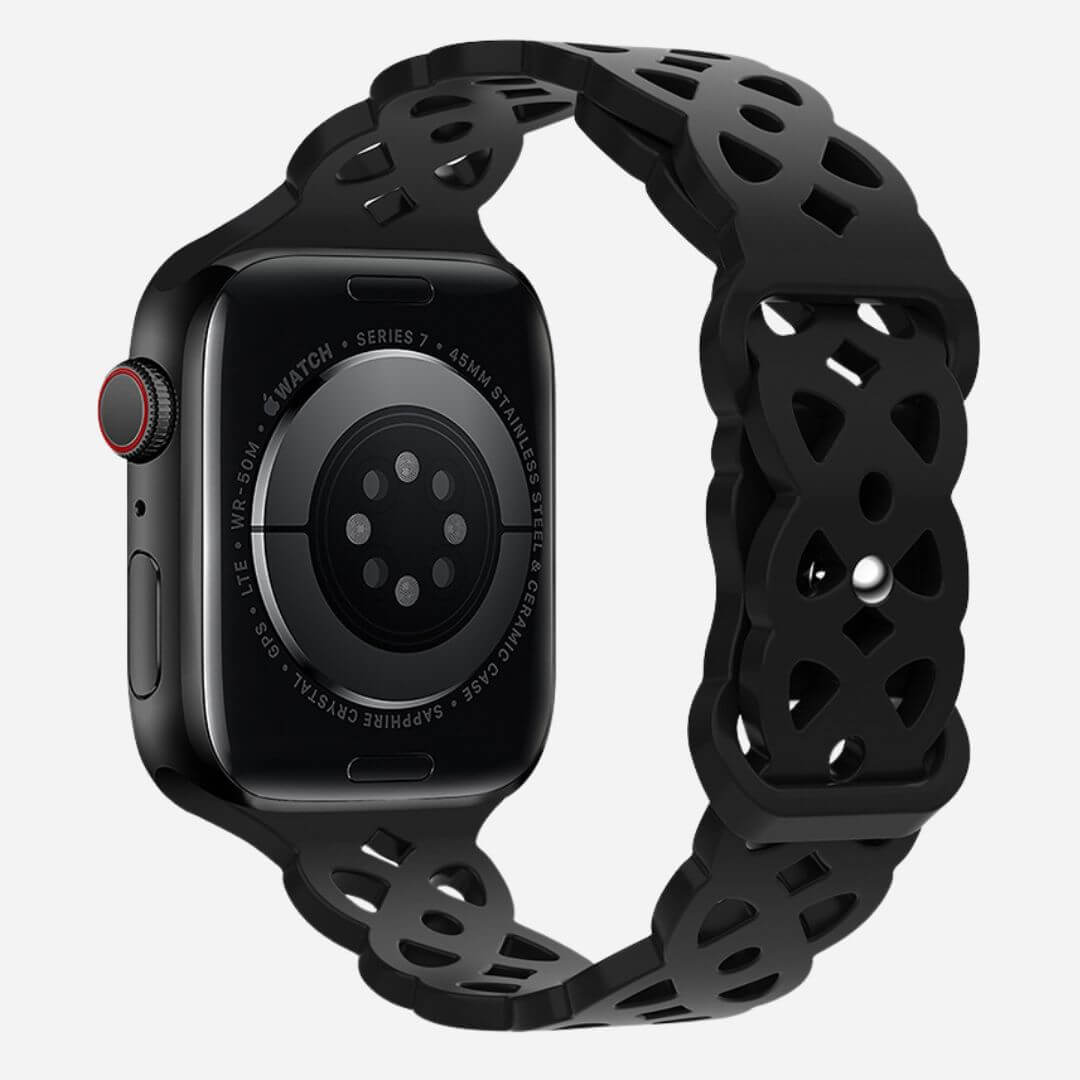 01 Apple Watch Silikonarmband Celine Schwarz, Freisteller