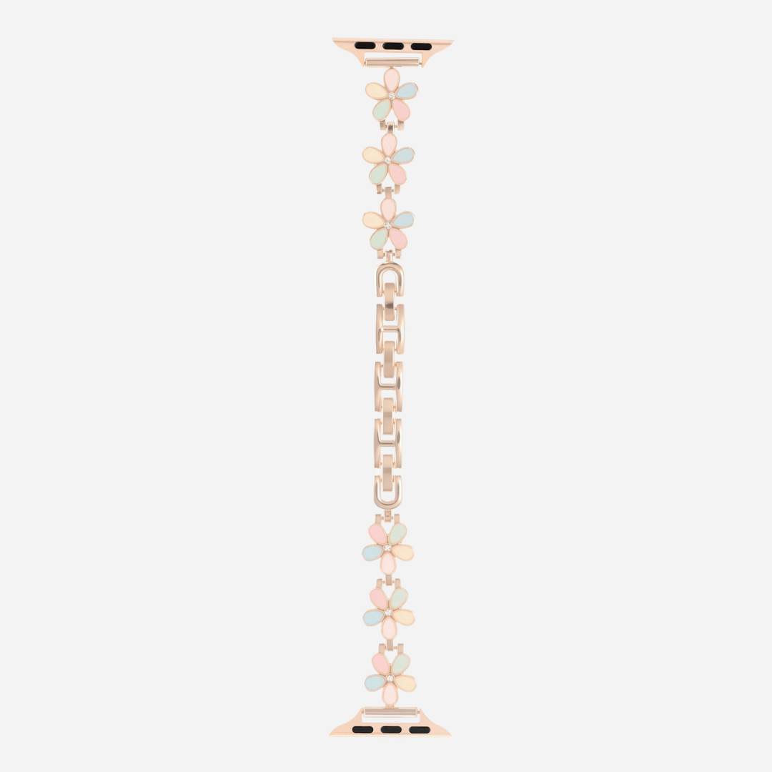 01 Apple Watch Metallarmband Flora Rosegold Bunt, Blumen, Freisteller