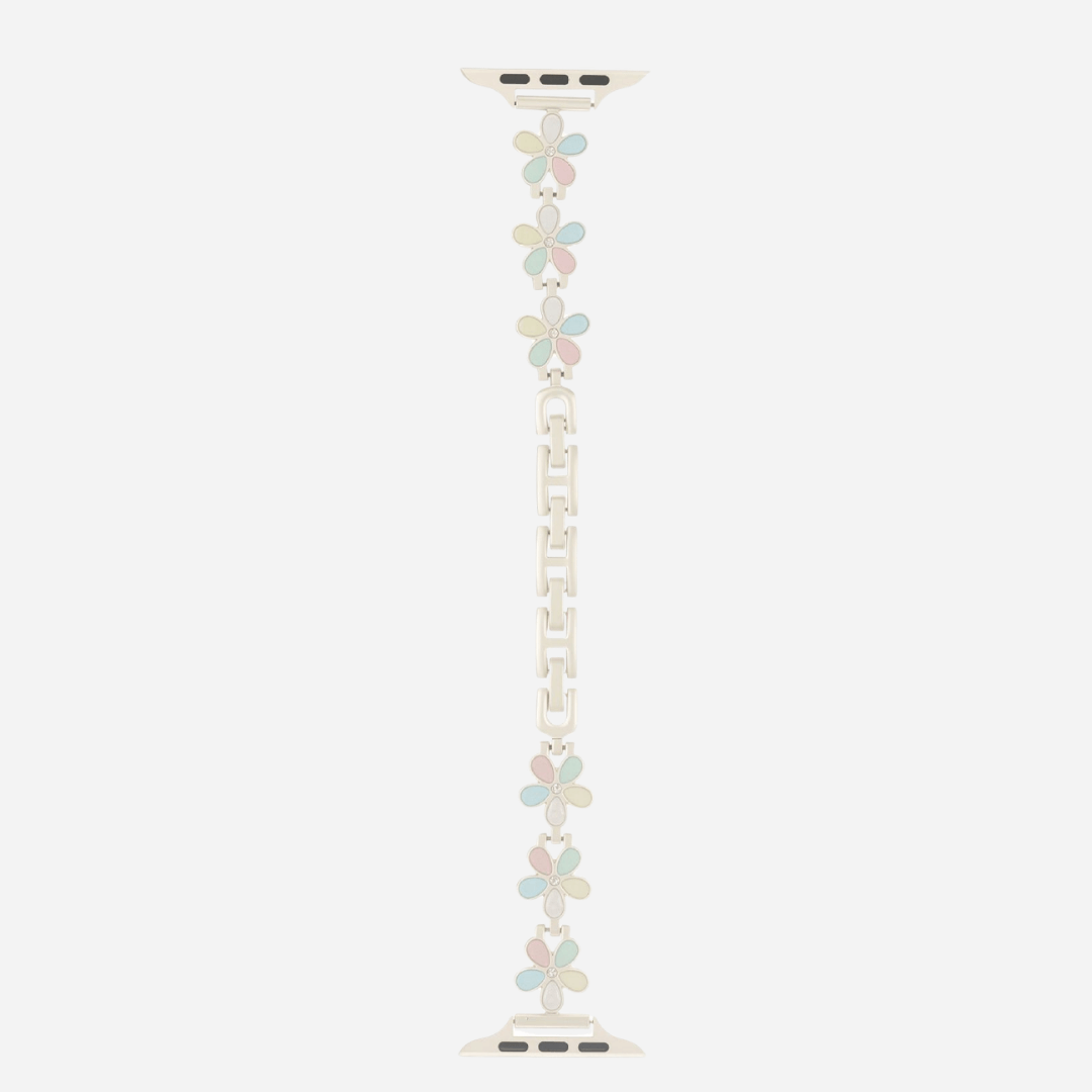 01 Apple Watch Metallarmband Flora Starlight Bunt, Blumen, Freisteller