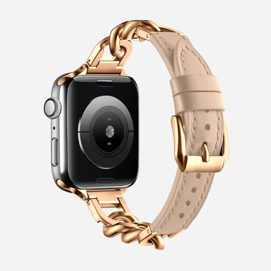08 Apple Watch Lederarmband Jade Rose Beige, Freisteller