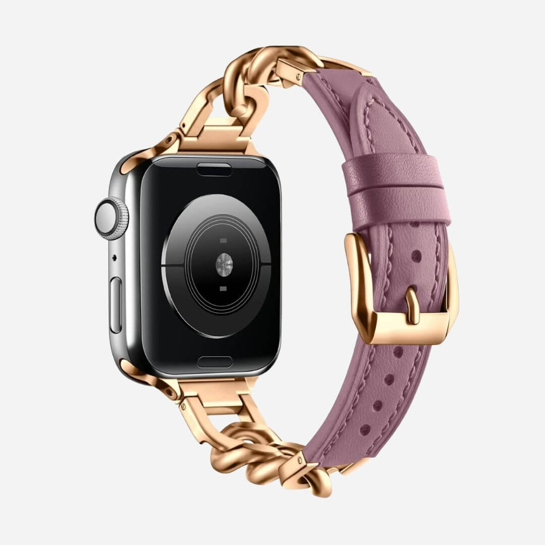 09 Apple Watch Lederarmband Jade Rose Flieder, Freisteller