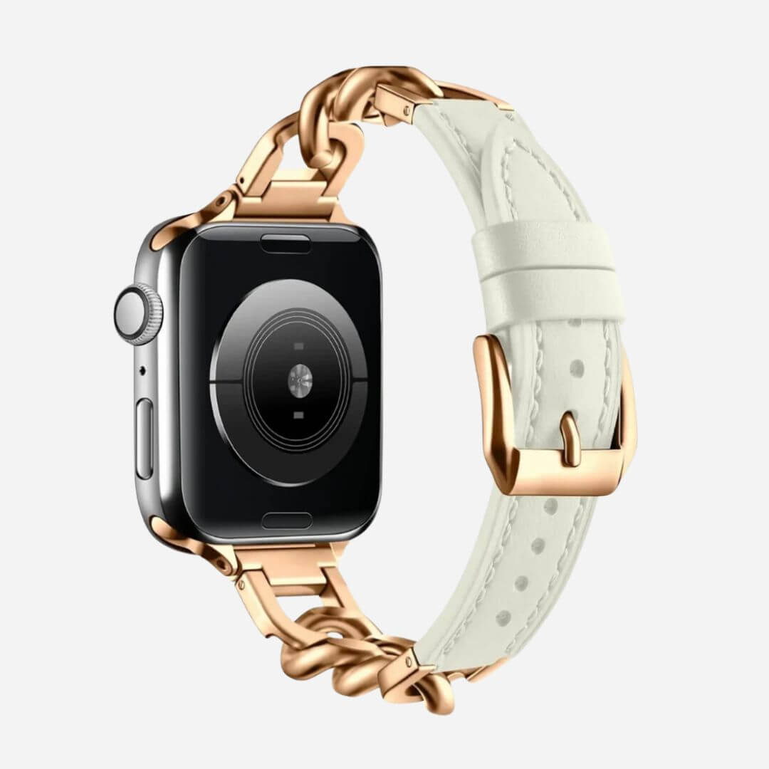 11 Apple Watch Lederarmband Jade Rose Weiß, Freisteller