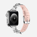 07 Apple Watch Lederarmband Jade Silber Rose, Freisteller