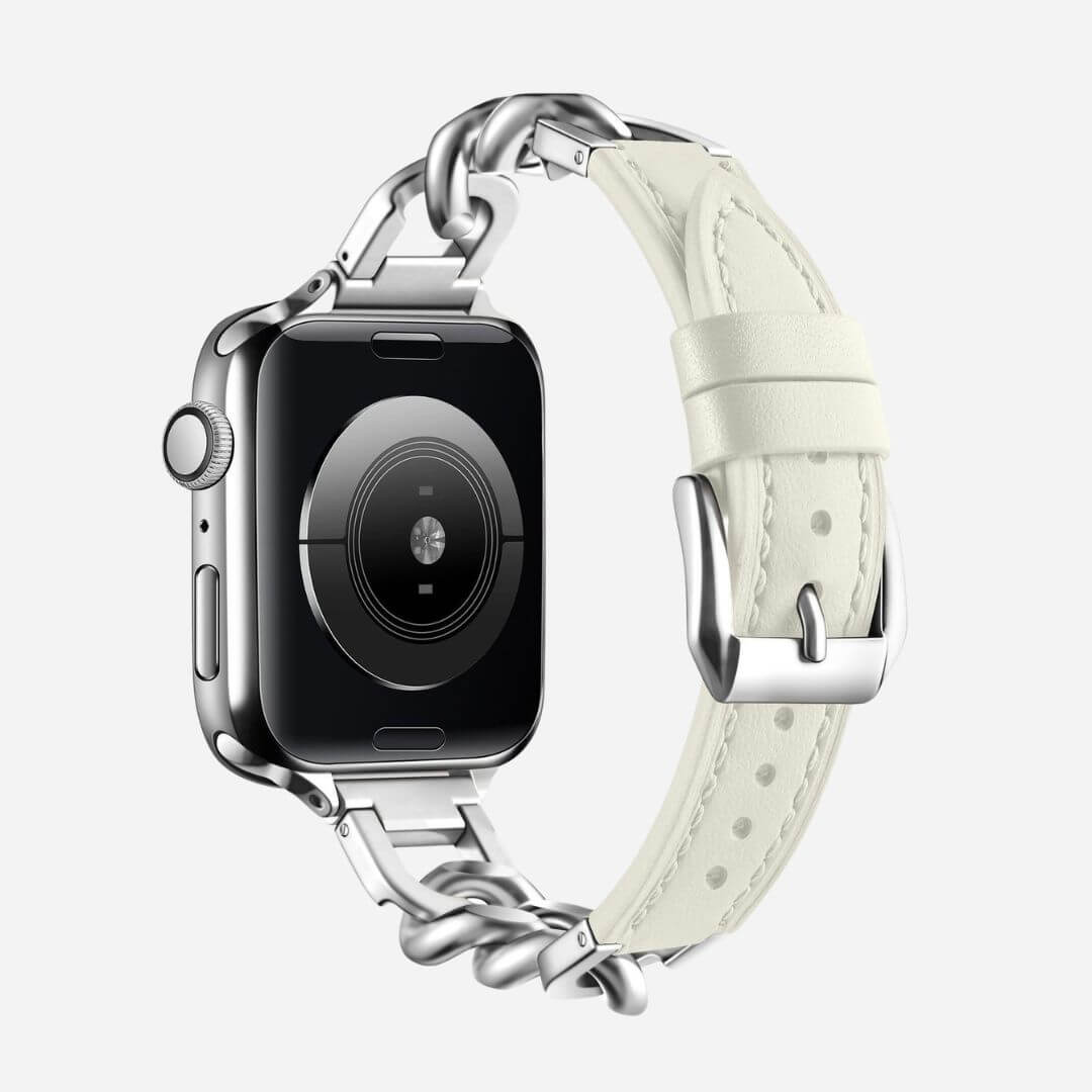 04 Apple Watch Lederarmband Jade Silber Weiß, Feisteller