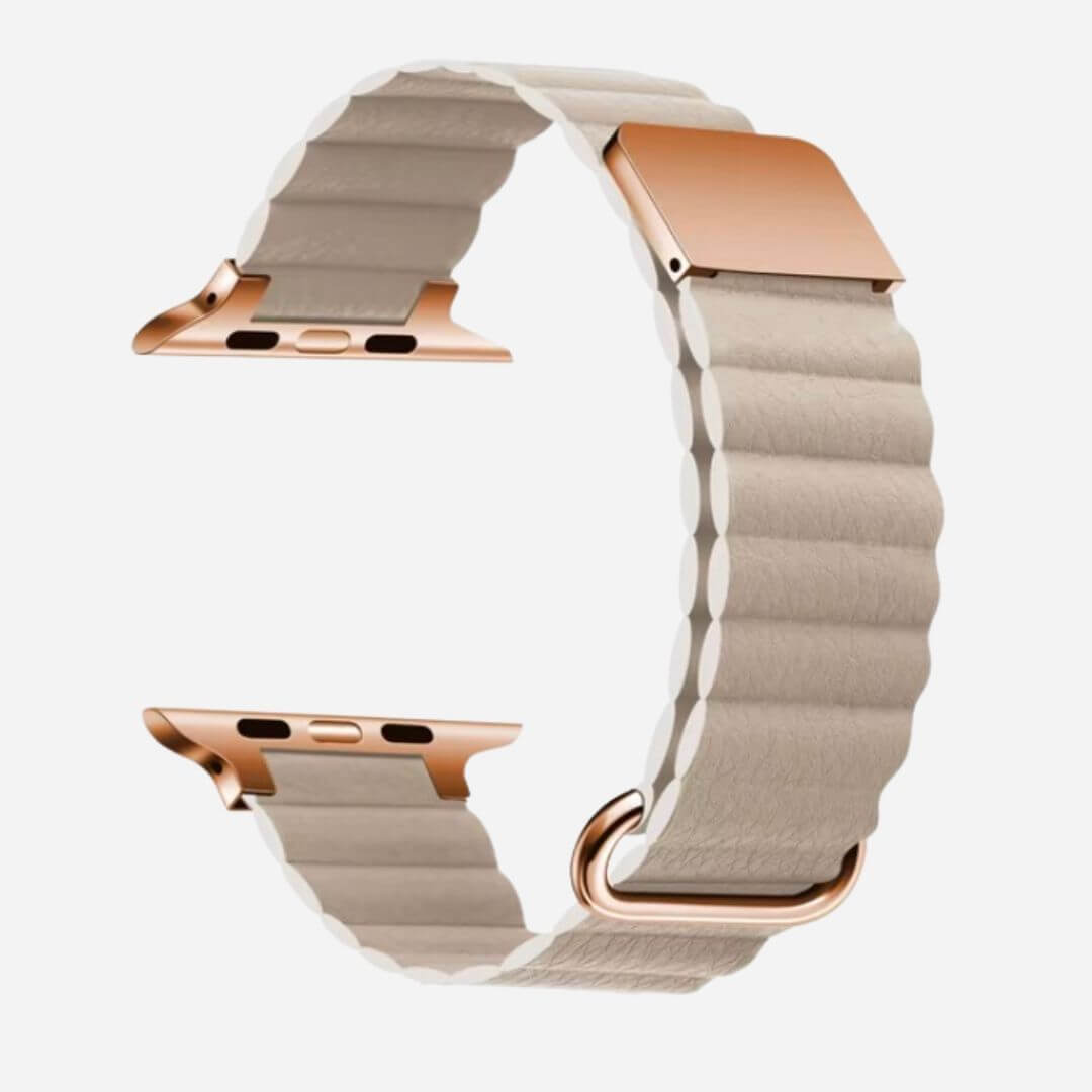 01 Apple Watch Lederarmband Mady Beige, Freisteller