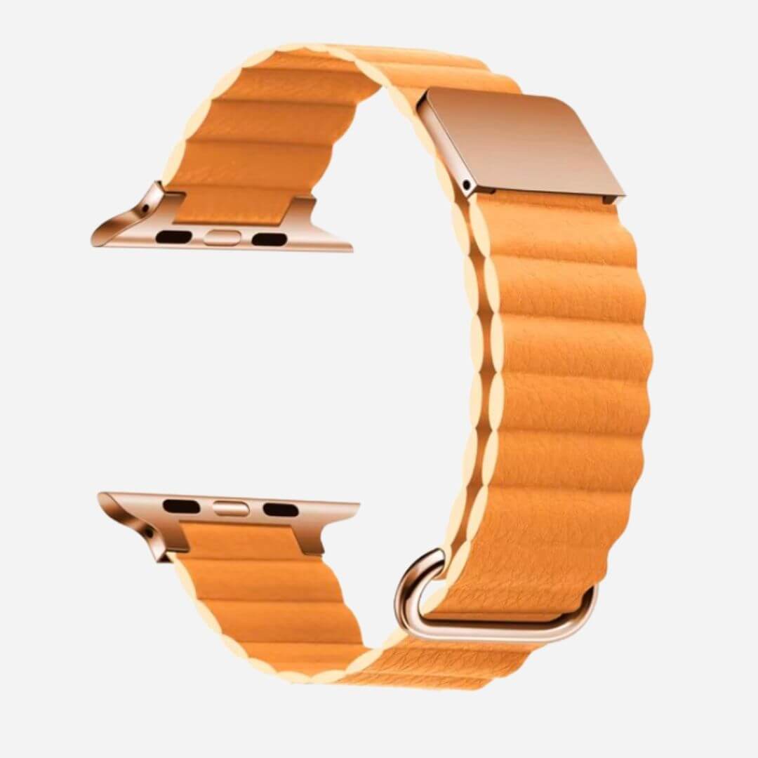 01 Apple Watch Lederarmband Mady Honig, Freisteller