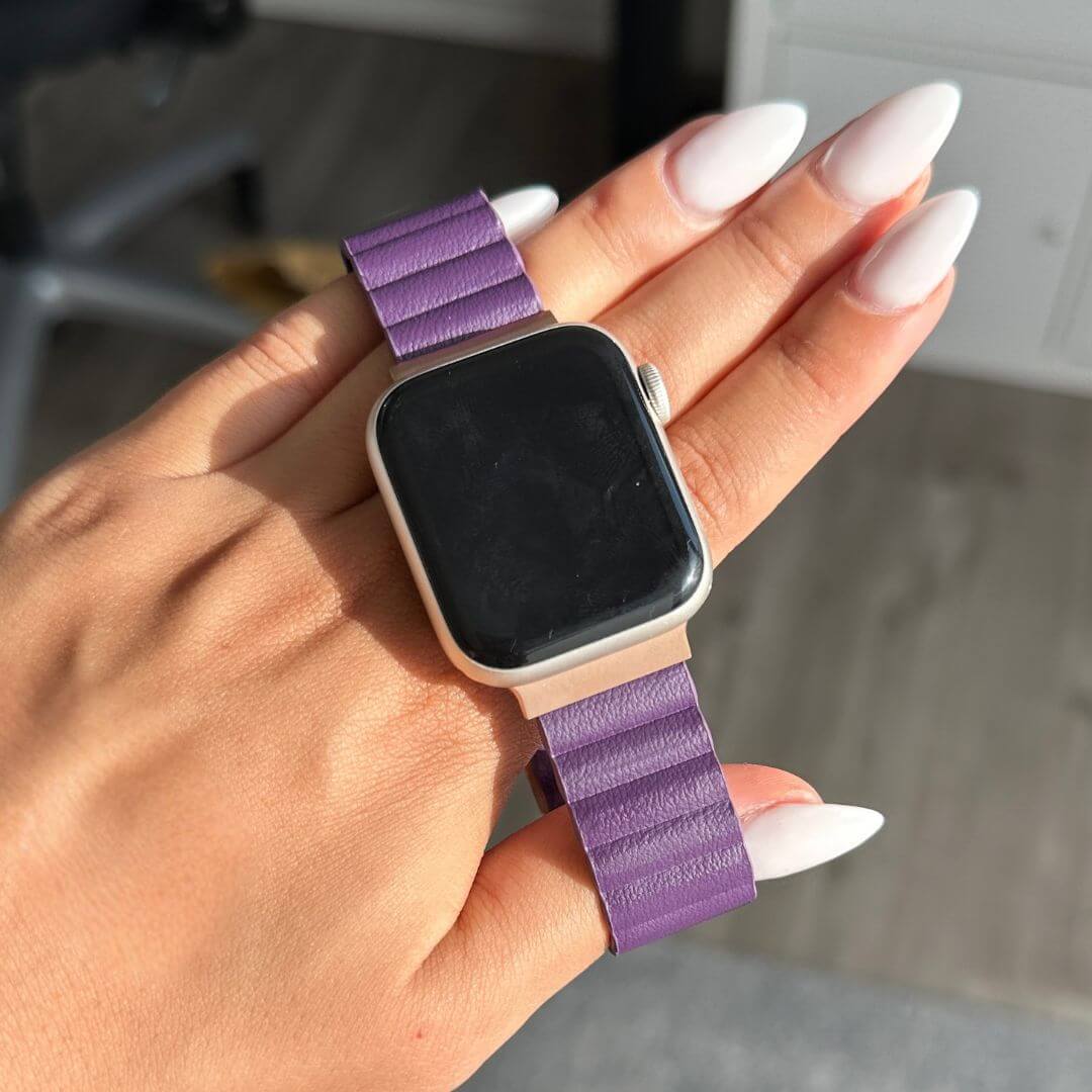02 Apple Watch Lederarmband Mady Lila, Produktbild