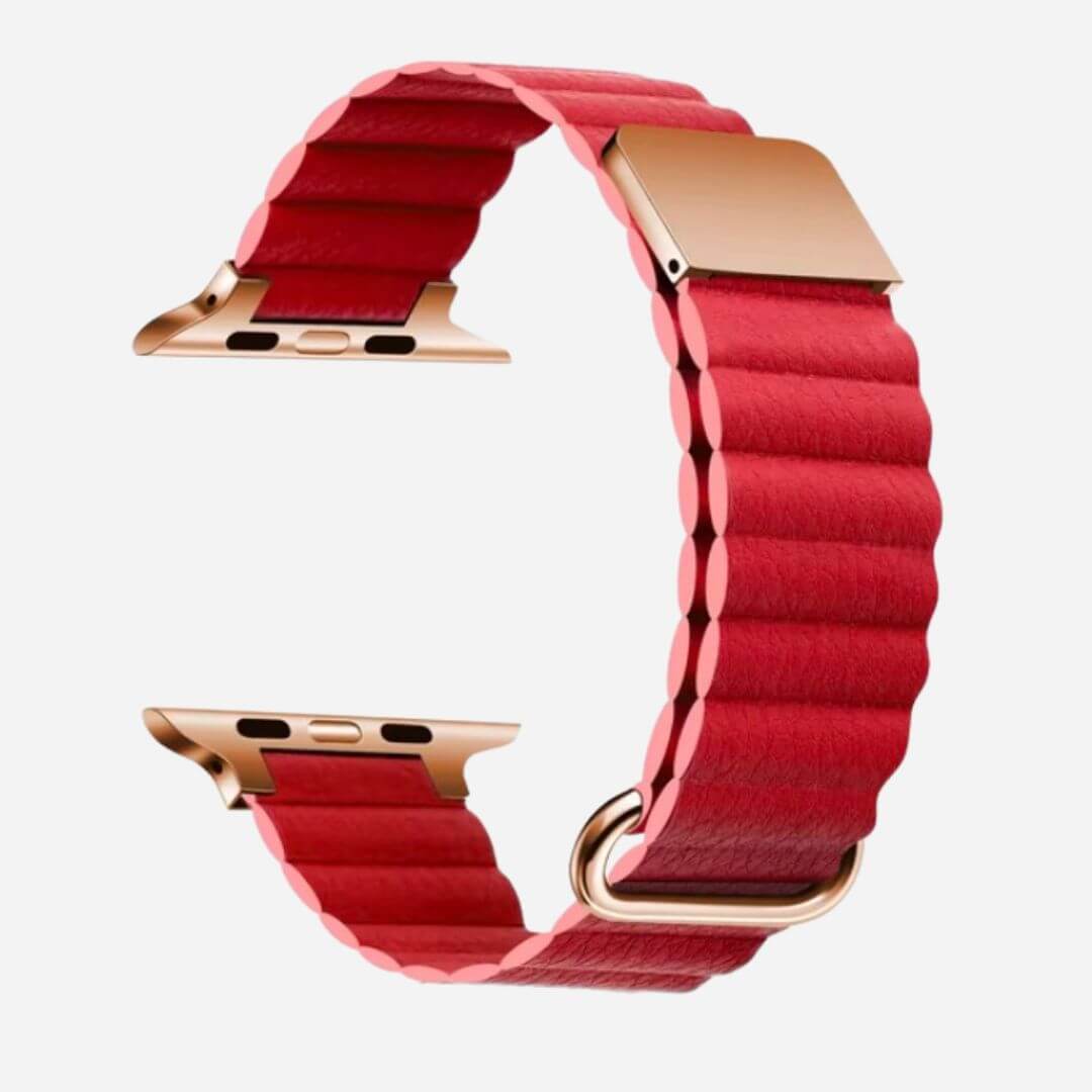 01 Apple Watch Lederarmband Mady Rot, Freisteller