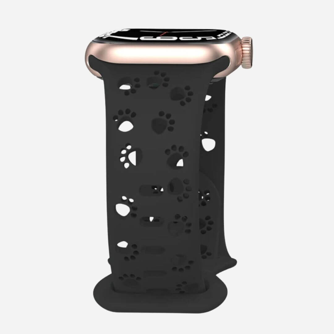 01 Apple Watch Silikonarmband Pfoten Schwarz, Freisteller